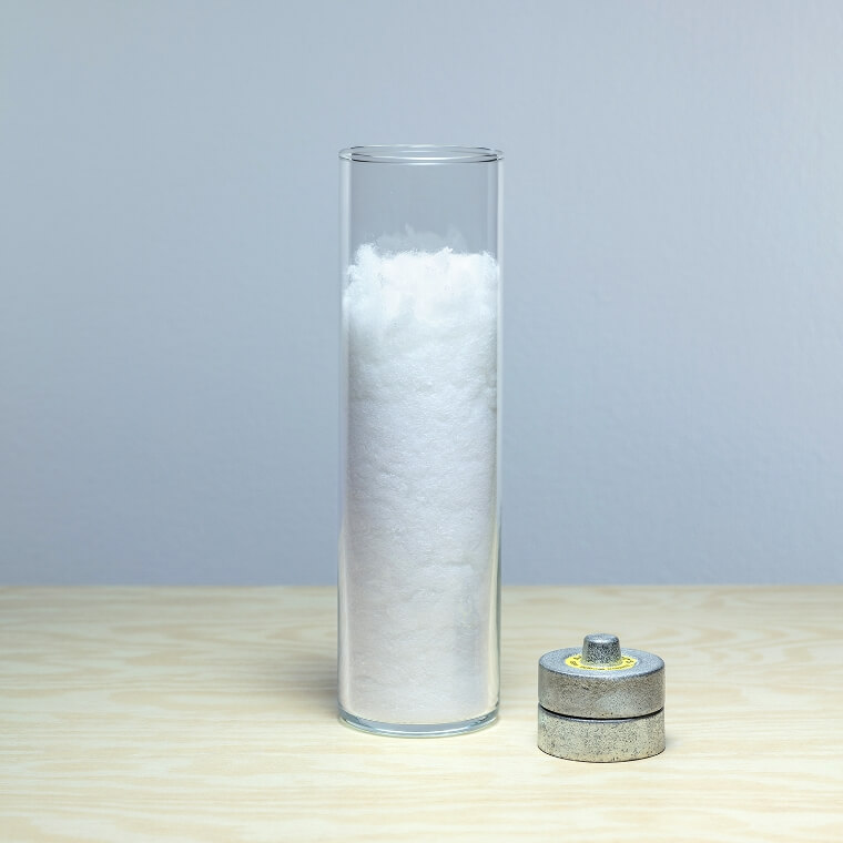 The condition of the OCTAIR™ after removing the weight from the glass container